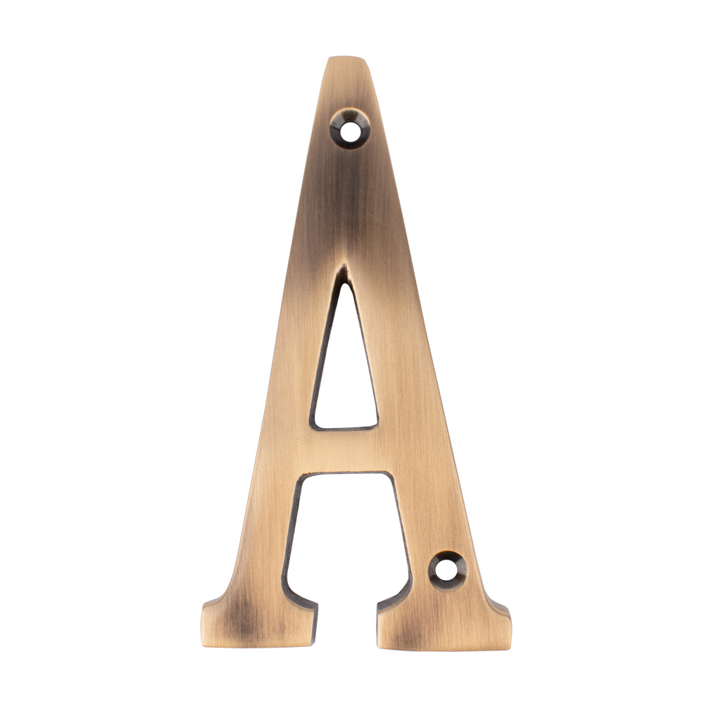 Dart Letter A Door Numeral - Antique Brass